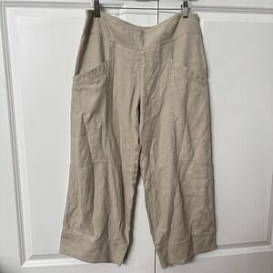 Jackpot Daily Organic Linen Pants Womens Cropped Tan Vacation Resortwear